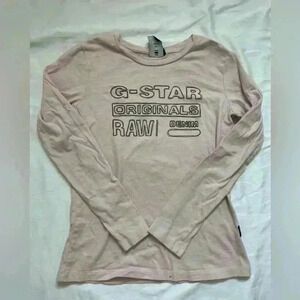 G-Star Raw Kids Size 10 Long Sleeve Graphic Tee Pink